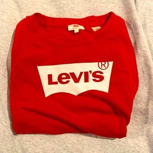Levi’s Logo Red Crewneck Sweatshirt Girls Lg/Women’s XS/S